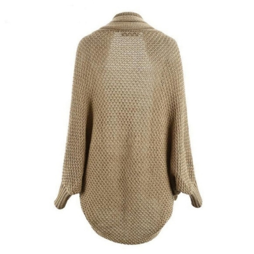 Oversized Batwing Khaki Cardigan Shrug Sweater - Picture 7 of 8